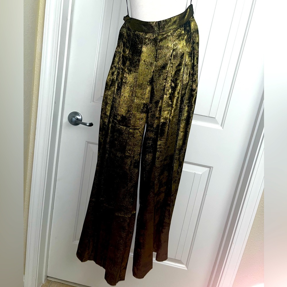 Banana Republic Shiny Gold Palazzo  Pant, Size 2